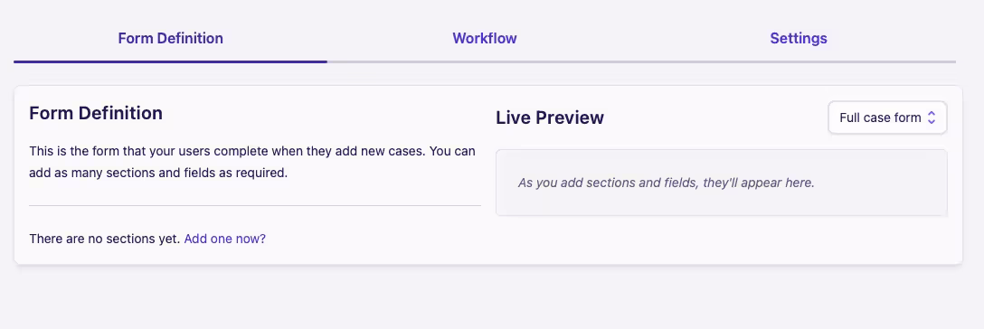 Form definition home screen