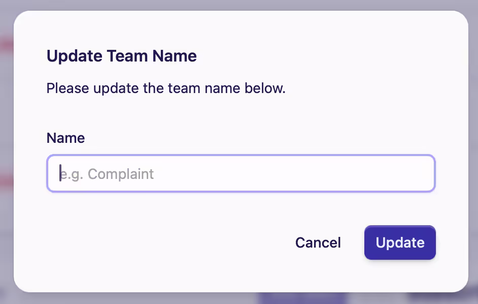 Update team name (Starter plan)