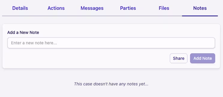 Empty case notes list