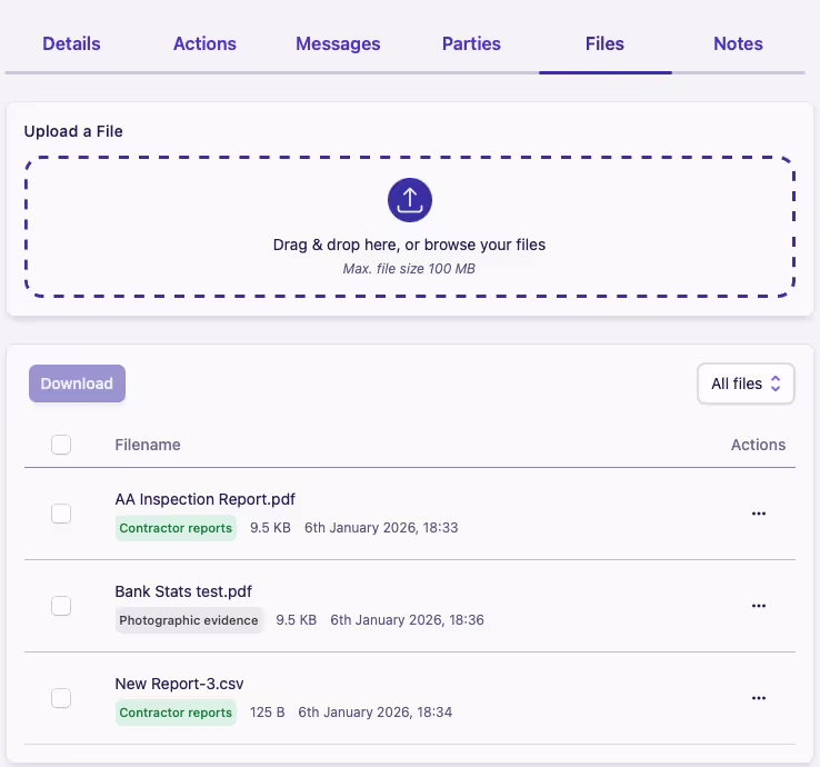 Managing documents case file