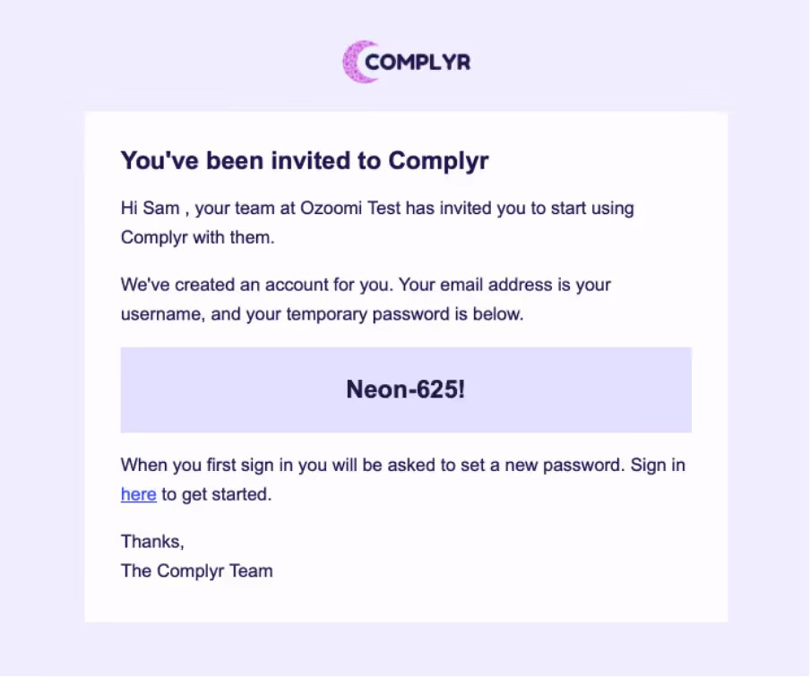 Invited to Complyr